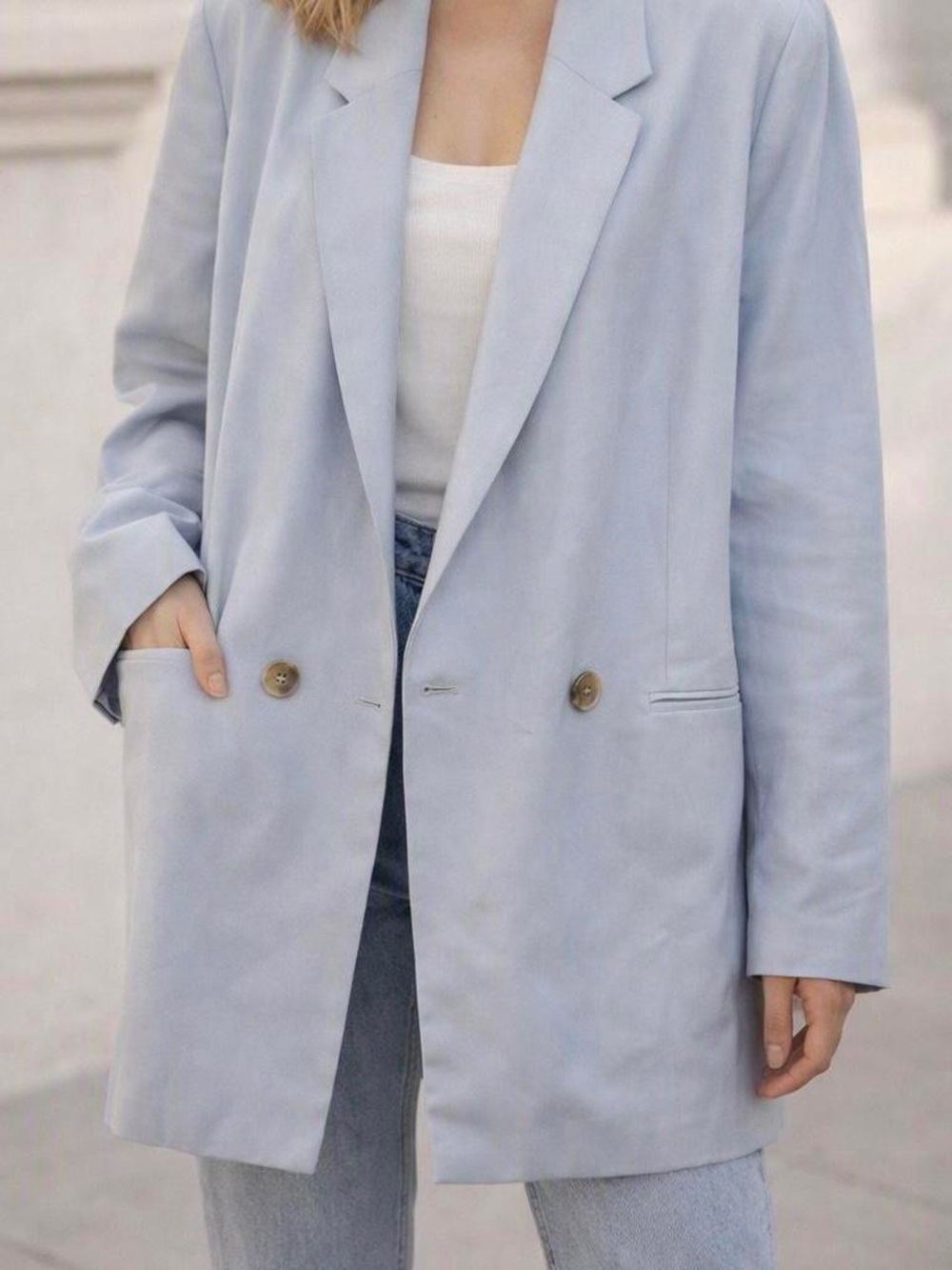 NWT H&M Light Blue Double-Breasted Women's Blazer